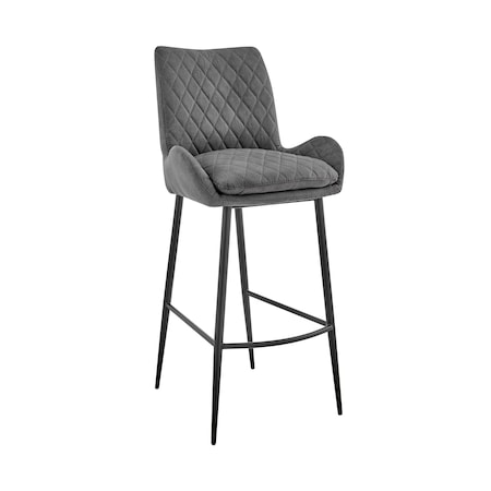 Armen Living Panama 26" Counter Height Bar Stool in Charcoal Fabric and Black Finish LCPMBACH26